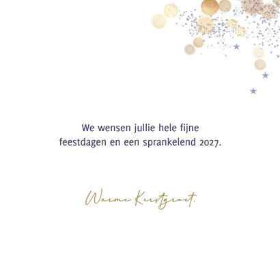 Stijlvolle kerstkaart paarse kersttakken goud licht 3