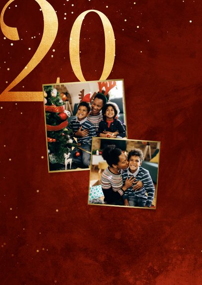 Stijlvolle kerstkaart rood 2026 goudlook met sparkles 2