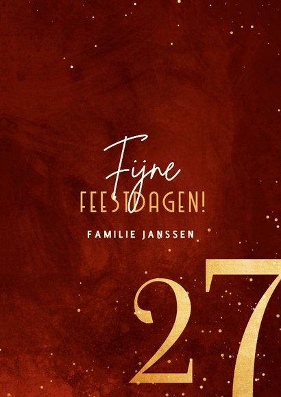 Stijlvolle kerstkaart rood 2027 goudlook met sparkles 3