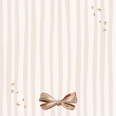 Stijlvolle kerstkaart streeppatroon watercolor strik foto Achterkant