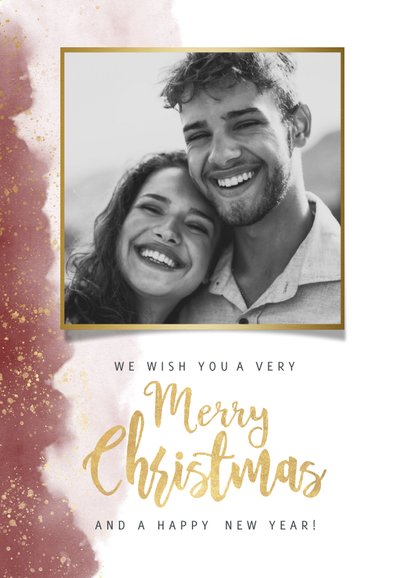 Stijlvolle kerstkaart waterverf, typografie, spetters & foto 2
