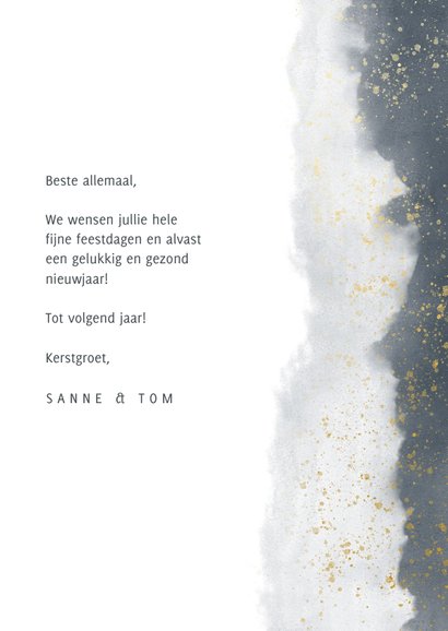 Stijlvolle kerstkaart waterverf, typografie, spetters & foto 3