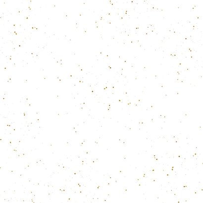 Stijlvolle kerstkaart wit met gouden spettertjes en een foto 2