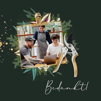Stijlvolle kerstkaart zakelijk botanisch kerstgroen goud 2