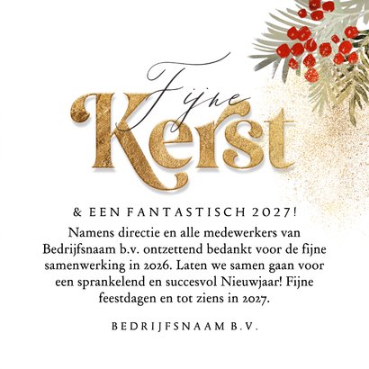 Stijlvolle kerstkaart zakelijk fotokaart logo goud botanisch 3