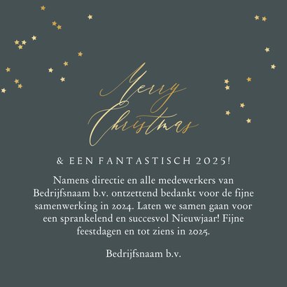 Stijlvolle kerstverhuiskaart bedrijf foto sterren goud auto 3