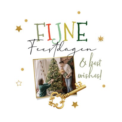 Stijlvolle kerstverhuiskaart collage Merry New Home sleutel 2