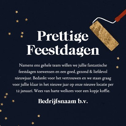 Stijlvolle kerstverhuiskaart zakelijk verfroller goud ster 3