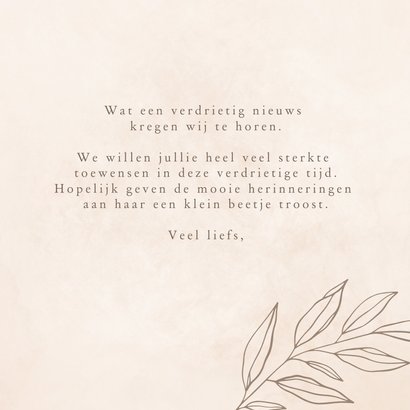Stijlvolle minimalistische condoleancekaart bij overlijden 3