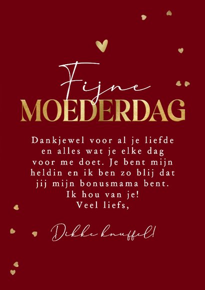 Stijlvolle moederdagkaart bonusmama streeppatroon goud 3