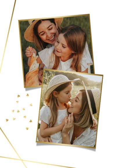 Stijlvolle moederdagkaart met grote eigen foto en goud 2