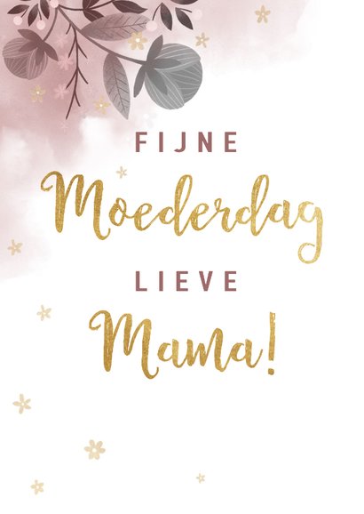 Stijlvolle moederdagkaart waterverf, bloemen en typografie 2