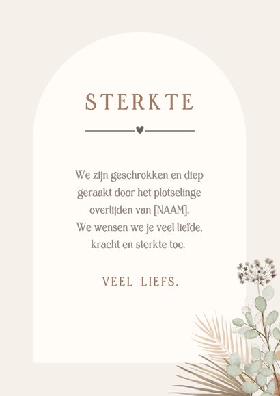 Stijlvolle natuurlijke condoleancekaart met droogbloemen 3