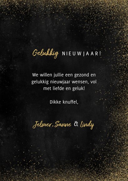 Stijlvolle nieuwjaarskaart 2022 in goud fotocollage 3