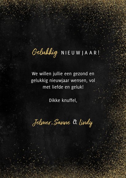 Stijlvolle nieuwjaarskaart 2023 in goud fotocollage 3