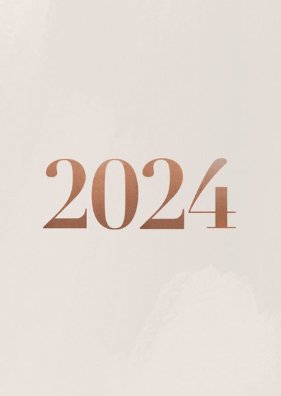 Stijlvolle nieuwjaarskaart 2024 fotocollage in rosegoud 2
