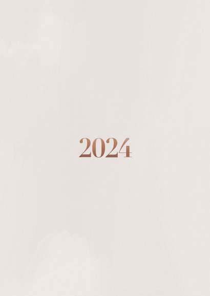 Stijlvolle nieuwjaarskaart 2024 fotocollage in rosegoud Achterkant