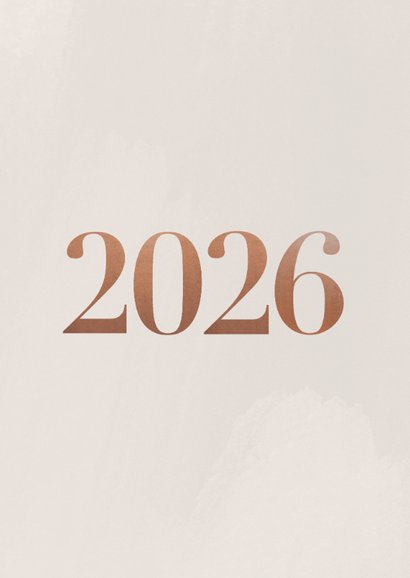 Stijlvolle nieuwjaarskaart 2026 fotocollage in rosegoud 2