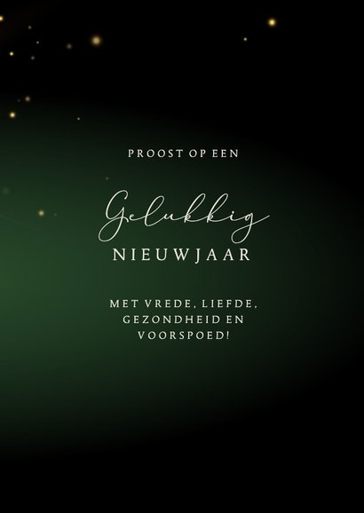 Stijlvolle nieuwjaarskaart champagnefles met vuurwerk 3