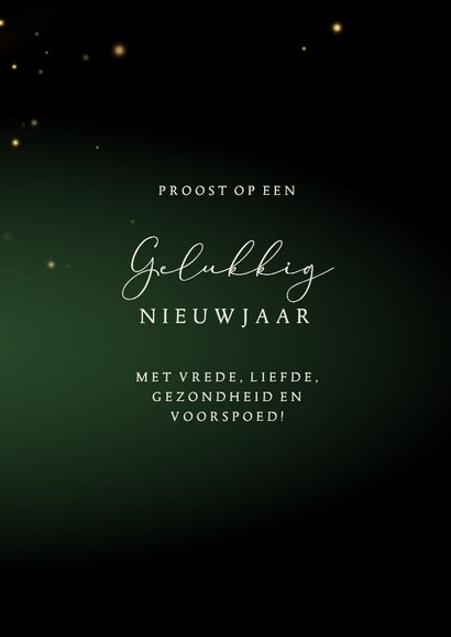 Stijlvolle nieuwjaarskaart champagnefles met vuurwerk 3