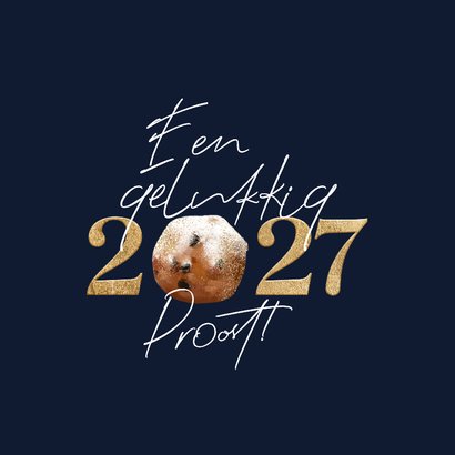 Stijlvolle nieuwjaarskaart foto sterren jaartal oliebol 2