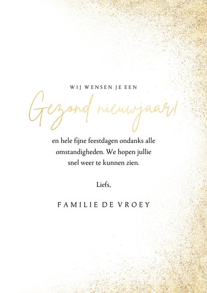 Stijlvolle nieuwjaarskaart goud grote foto gezond nieuwjaar 3