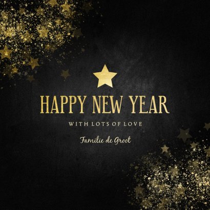 Stijlvolle nieuwjaarskaart gouden ster Happy new Year 3