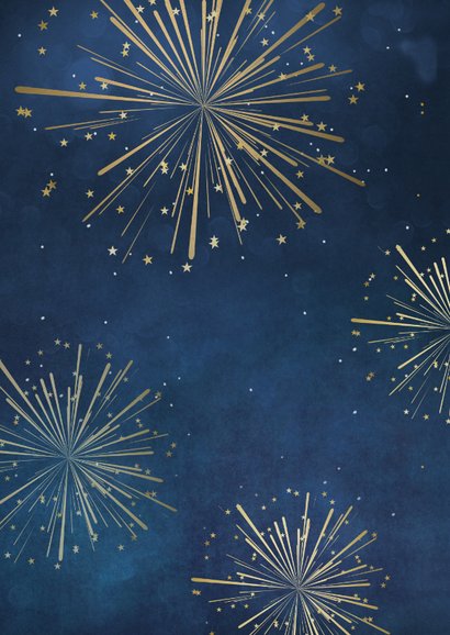Stijlvolle nieuwjaarskaart met 2027 kerstballen en vuurwerk Achterkant