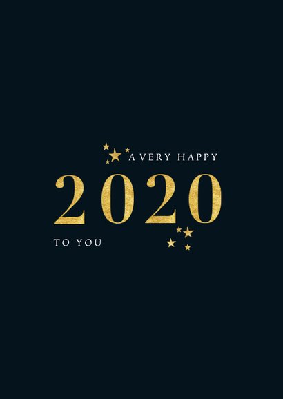 Stijlvolle nieuwjaarskaart met gouden 2020 en foto 2