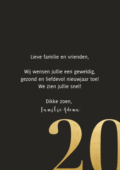 Stijlvolle nieuwjaarskaart met grote foto en 2020 3