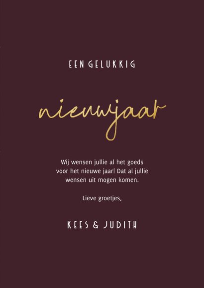 Stijlvolle nieuwjaarskaart rode waterverf met goudlook 2026 3