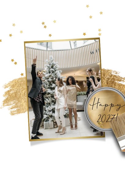 Stijlvolle nieuwjaarskaart zakelijk schilder collage goud 2