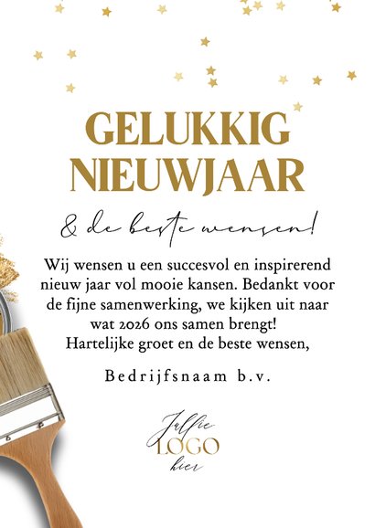 Stijlvolle nieuwjaarskaart zakelijk schilder collage goud 3