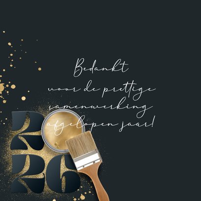 Stijlvolle nieuwjaarskaart zakelijk schilder jaartal goud 2