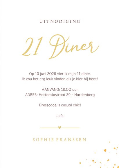 Stijlvolle oudroze 21 diner uitnodiging met kalender  3