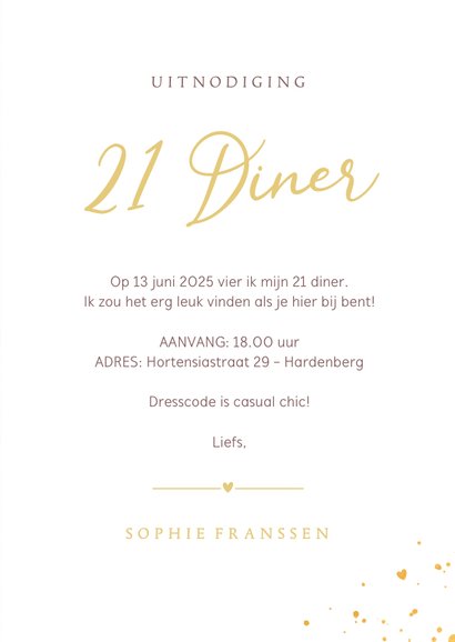 Stijlvolle oudroze 21 diner uitnodiging met kalender 3