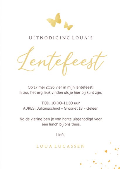 Stijlvolle oudroze uitnodiging lentefeest meisje met foto's 3
