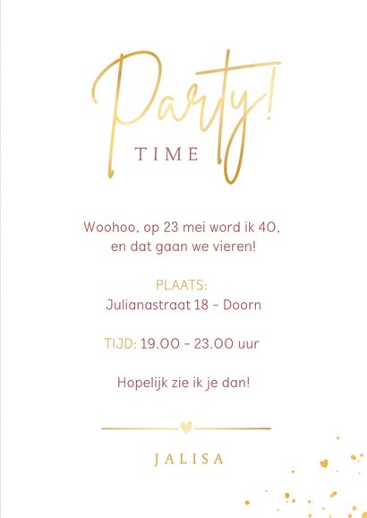 Stijlvolle oudroze uitnodiging verjaardagsfeest met foto 3