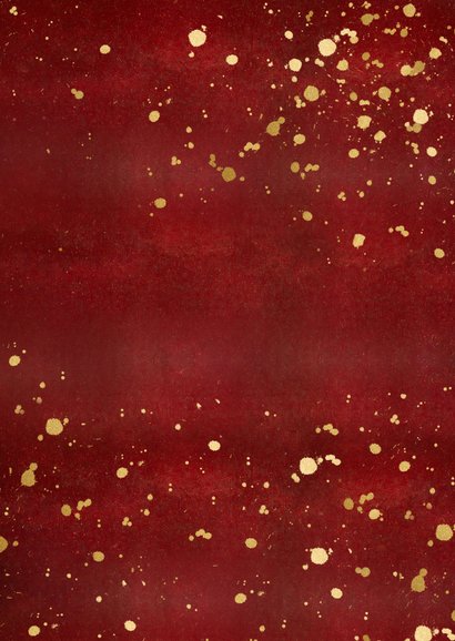 Stijlvolle rode fotocollage kerstkaart met goud Achterkant
