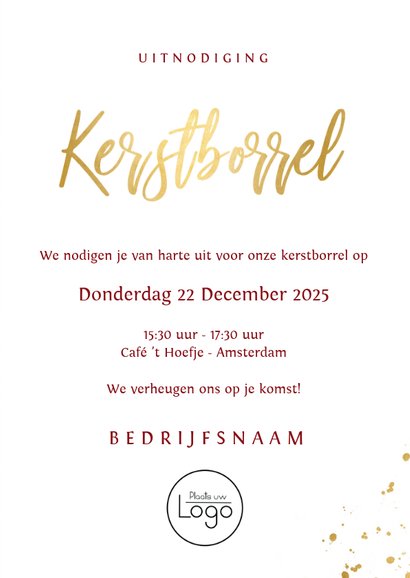 Stijlvolle rode uitnodiging voor een zakelijke kerstborrel 3