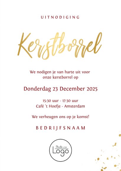 Stijlvolle rode uitnodiging voor een zakelijke kerstborrel 3