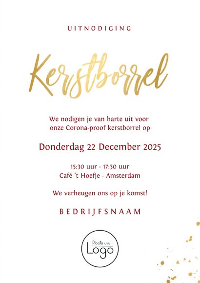 Stijlvolle rode uitnodiging voor een zakelijke kerstborrel 3