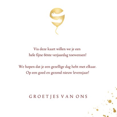 Stijlvolle rode verjaardagskaart met gouden leeftijd 60 3