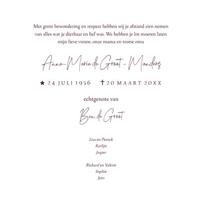 Stijlvolle rouwkaart foto botanische bladeren geschilderd  3