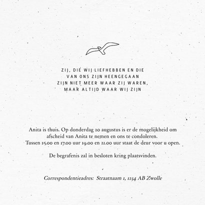 Stijlvolle rouwkaart met een silhouet van een vogel 2