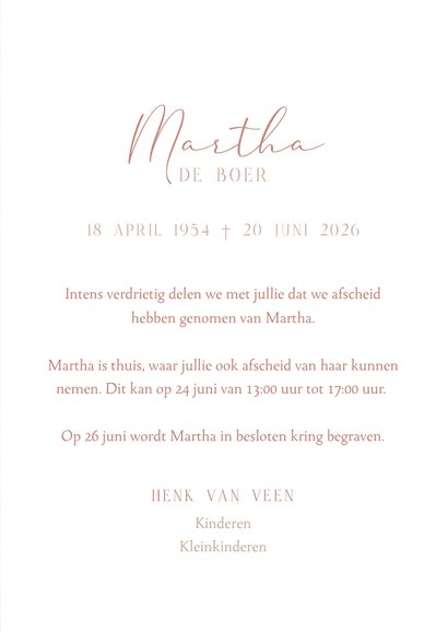 Stijlvolle rouwkaart met foto van hortensia 3