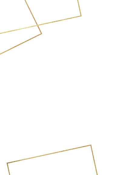 Stijlvolle rouwkaart met moderne grafische gouden kaders Achterkant
