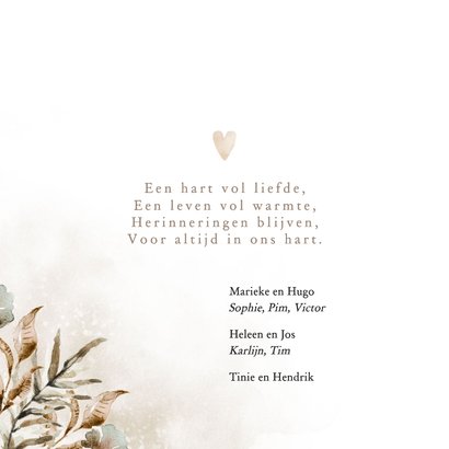 Stijlvolle rouwkaart vierkant watercolor botanisch 2 foto's  2