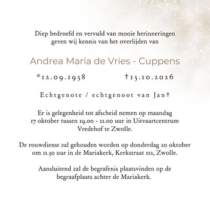 Stijlvolle rouwkaart vierkant watercolor botanisch 2 foto's  3