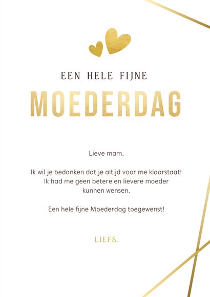 Stijlvolle roze met gouden moederdagkaart met eigen foto 3